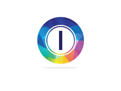 I Letter colorful logo in the hexagonal. Polygonal letter I	