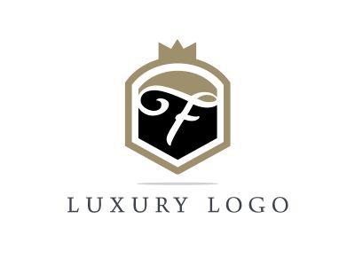 Luxury letter F monogram vector logo design. F letter in shield logo illustration. Safety and security icon.	