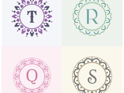 Cosmetics and beauty product brand letters S and T logo design. Q and R vector letter mandala monogram.