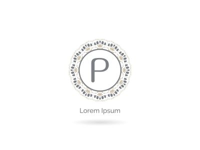 	 P letter logo design, luxury letter p vector monogram. Cosmetics and beauty brand illustration. decorative lace style circle icon.	