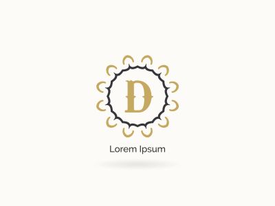 Golden D letter logo design. Luxury letter D monogram. Cosmetics and beauty product mandala illustration.