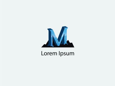 3D M letter logo design. Letter M on mountain vector icon.	