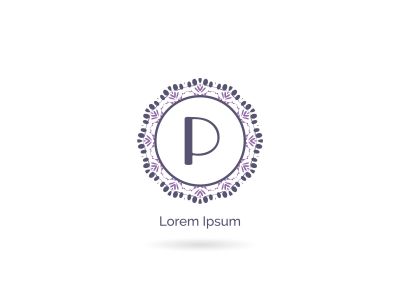 P letter logo design, luxury letter p vector monogram. Cosmetics and beauty brand illustration. decorative lace style circle icon.