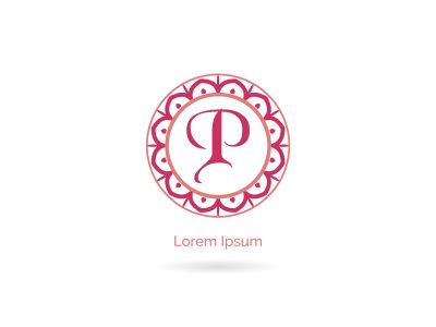 P letter logo design, luxury letter p vector monogram. Cosmetics and beauty brand illustration. decorative lace style circle icon.