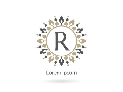 Beauty brand letter R vector icon. Luxury R letter logo. Vector illustration decorative and ornamental monogram.