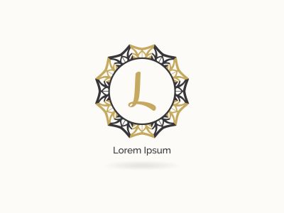 Golden letter L vector logo design. L letter mandala and ornamental logo. Cosmetic and beauty products icon.