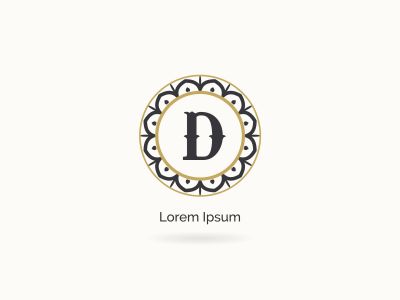 Golden D letter logo design. Luxury letter D monogram. Cosmetics and beauty product mandala illustration.