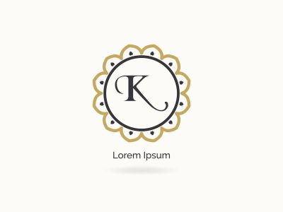Golden K letter logo design. Luxury letter K monogram. Cosmetics and beauty product mandala illustration..
