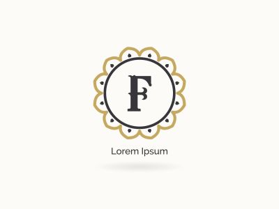 Golden F letter logo design. Luxury letter F monogram. Cosmetics and beauty product mandala illustration..