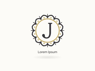 Golden J letter logo design. Luxury letter j monogram. Cosmetics and beauty product mandala illustration..