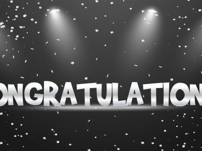 Congratulations banner with gold glitter. Vector illustration. Elements are layered separately in vector file.	