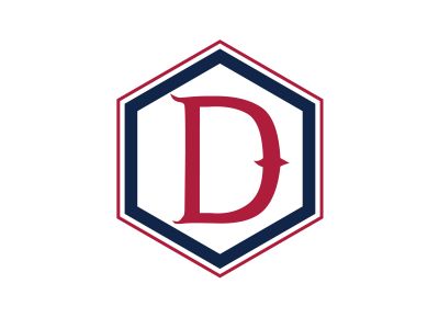D Letter colorful logo in the hexagonal. Polygonal letter D