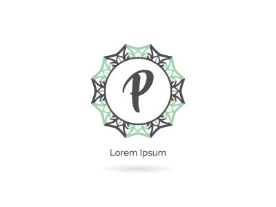 P letter logo design, luxury letter p vector monogram. Cosmetics and beauty brand illustration. decorative lace style circle icon.