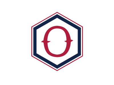 O Letter colorful logo in the hexagonal. Polygonal letter O