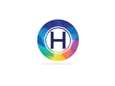 H Letter colorful logo in the hexagonal. Polygonal letter H	