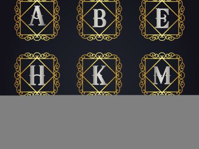Luxury golden letters vector design. A, B, E, H, K, M, P, S, Z letter vector emblem.	