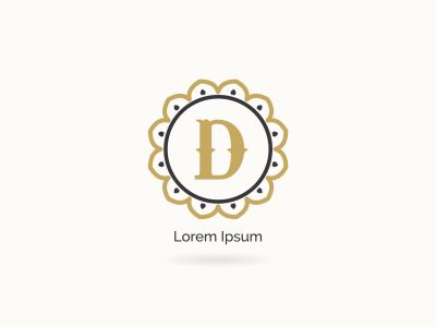 Golden D letter logo design. Luxury letter D monogram. Cosmetics and beauty product mandala illustration.