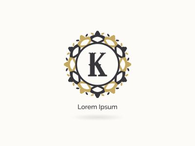 Golden K letter logo design. Luxury letter K monogram. Cosmetics and beauty product mandala illustration..