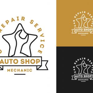 Automobile, car repairing service logo design, wrench in gear icon, mechanic tools vector illustration.	