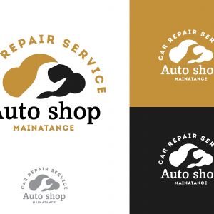 Automobile, car repairing service logo design, wrench in gear icon, mechanic tools vector illustration.	