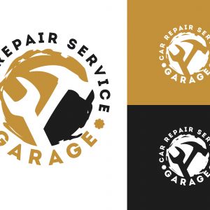 Automobile, car repairing service logo design, wrench in gear icon, mechanic tools vector illustration.	