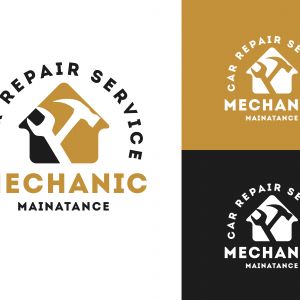 Automobile, car repairing service logo design, wrench in gear icon, mechanic tools vector illustration.	