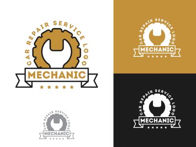 Automobile, car repairing service logo design, wrench in gear icon, mechanic tools vector illustration.	