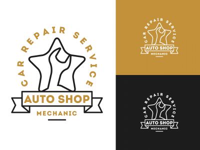Automobile, car repairing service logo design, wrench in gear icon, mechanic tools vector illustration.	