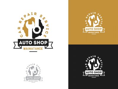 Automobile, car repairing service logo design, wrench in gear icon, mechanic tools vector illustration.	