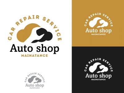 Automobile, car repairing service logo design, wrench in gear icon, mechanic tools vector illustration.	