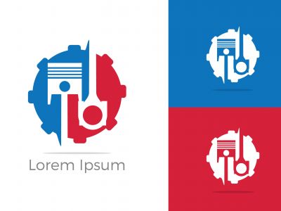 Automobile, car repairing service logo design, wrench in gear icon, mechanic tools vector illustration.	