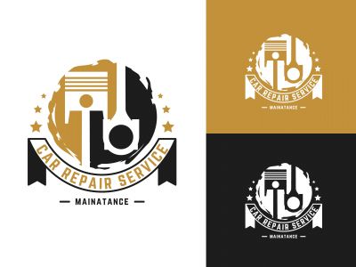 Automobile, car repairing service logo design, wrench in gear icon, mechanic tools vector illustration.	