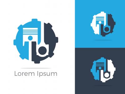 Automobile, car repairing service logo design, wrench in gear icon, mechanic tools vector illustration.	