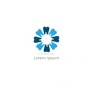 Dental care logo design. Tooth flower vector illustration. Teeth safety and care.	