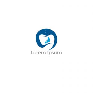 Dental logo. Tooth and boat in river vector logo design.	