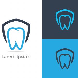 Dental care logo design. Tooth in shield vector illustration. Teeth safety and care.	