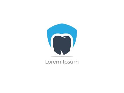 Dental care logo design. Tooth in shield vector illustration. Teeth safety and care.	