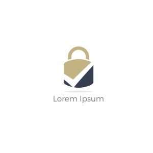Security shield logo design. check mark and lock in shield icon. Insurance company safety illustration.	