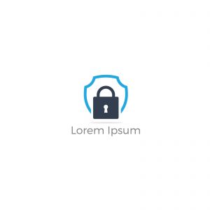 Security shield logo design. check mark and lock in shield icon. Insurance company safety illustration.	