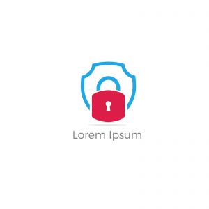 Security shield logo design. check mark and lock in shield icon. Insurance company safety illustration.	