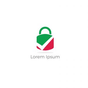Security shield logo design. check mark and lock in shield icon. Insurance company safety illustration.	