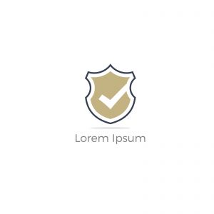 Security shield logo design. check mark and lock in shield icon. Insurance company safety illustration.	