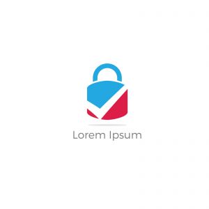 Security shield logo design. check mark and lock in shield icon. Insurance company safety illustration.	