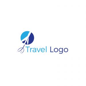 Travel logo design. Airplane in globe vector illustration. World tour and tourism symbol.