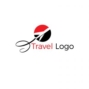 Travel logo design. Airplane in globe vector illustration. World tour and tourism symbol.