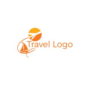Travel logo design. Airplane in globe vector illustration. World tour and tourism symbol.