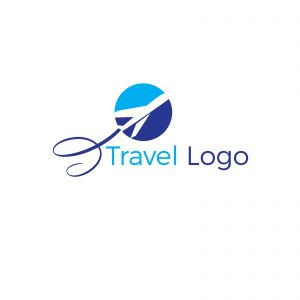 Travel logo design. Airplane in globe vector illustration. World tour and tourism symbol.