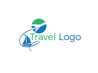 Travel logo design. Airplane in globe vector illustration. World tour and tourism symbol.