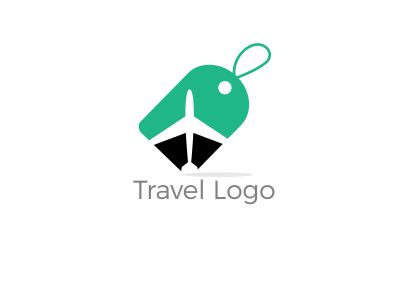 Travel logo design. Airplane in tag vector illustration. World tour and tourism symbol.