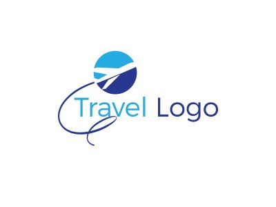 Travel logo design. Airplane in globe vector illustration. World tour and tourism symbol.